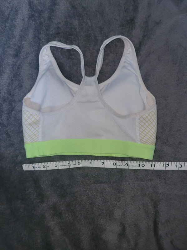 Nike White & Neon Green Sports Bra – Women’s S