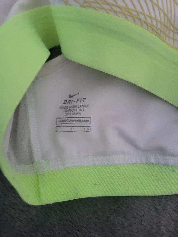 Nike White & Neon Green Sports Bra – Women’s S