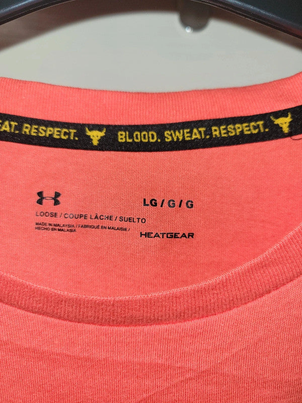 Under Armour Project Rock HeatGear T-Shirt – Blood. Sweat. Respect Red Size L