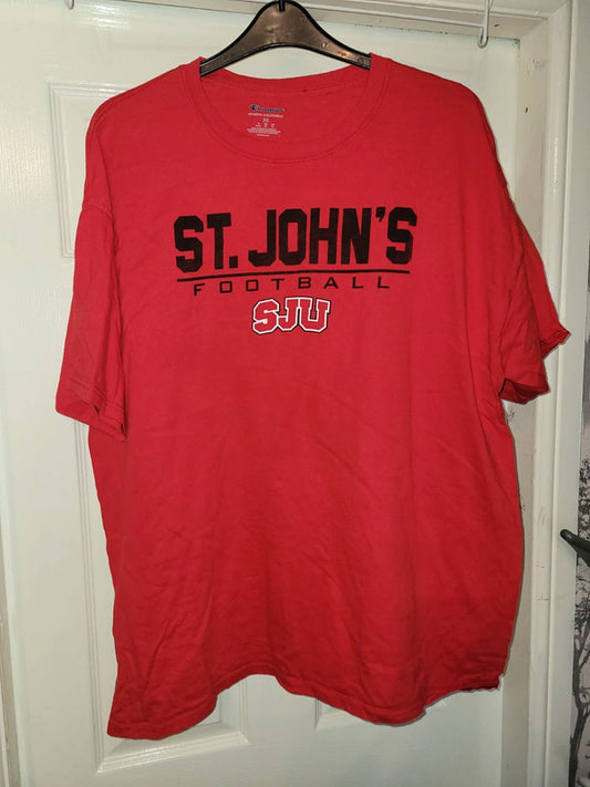 Vintage Champion St. John’s University Football T-Shirt – Red – Size 2XL