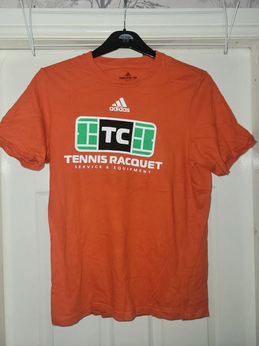 Vintage Adidas Amplifier Tee – TC Tennis Racquet Graphic – Orange – Size M