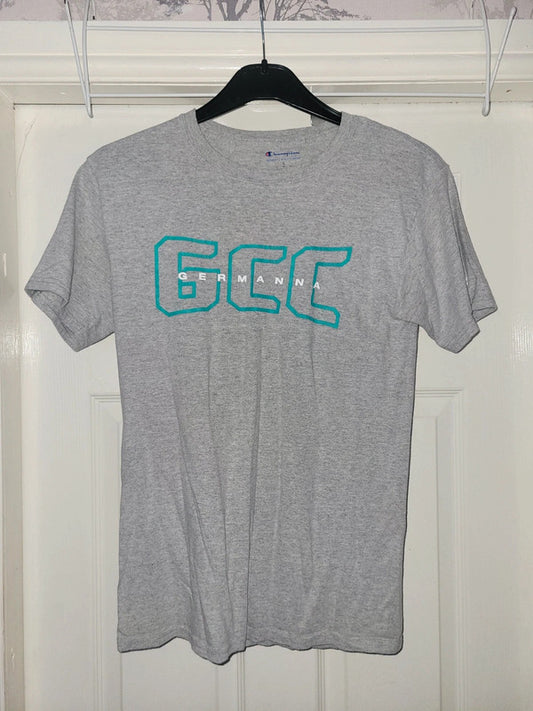 Vintage Champion Germanna GCC Graphic T-Shirt – Grey – Size Small