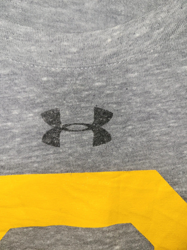 Vintage Under Armour HeatGear Graphic T-Shirt – Grey/Yellow Bear Logo – Size 2XL