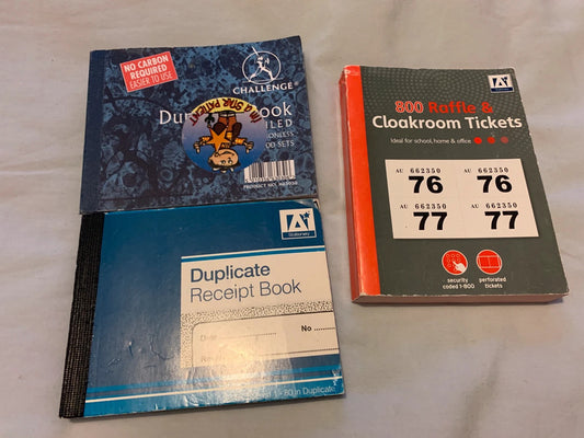 stationery items commonly used for organization, record-keeping, and events.