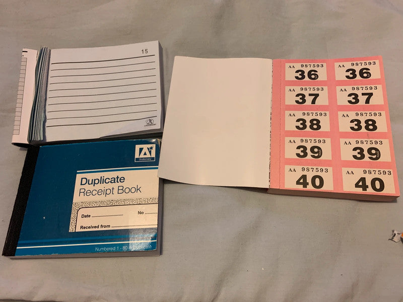 stationery items commonly used for organization, record-keeping, and events.