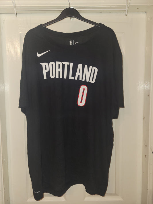 Vintage Nike NBA Portland Trail Blazers Damian Lillard #0 Dri-Fit Tee – Black – Size XXL