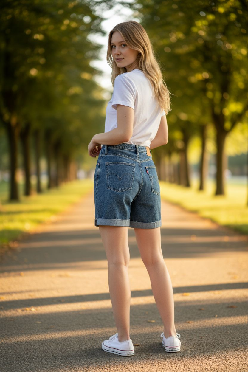 Levi’s Ribcage Straight Denim Shorts (W28)